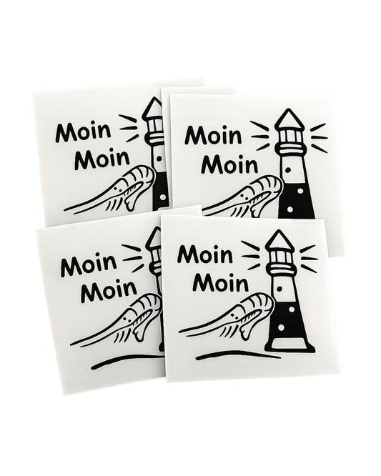 Moin Aufkleber mit Krabbe & Leuchtturm