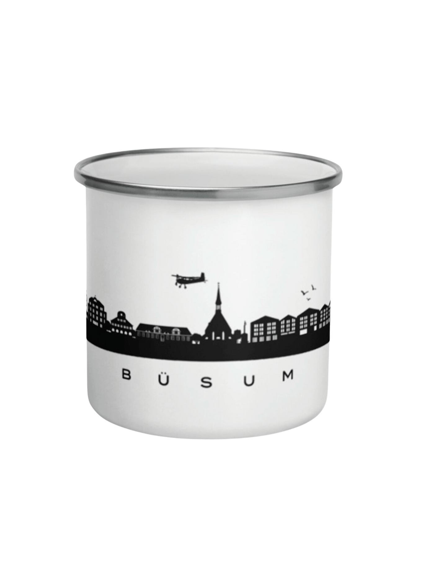 Emaille Becher "Büsum Skyline"