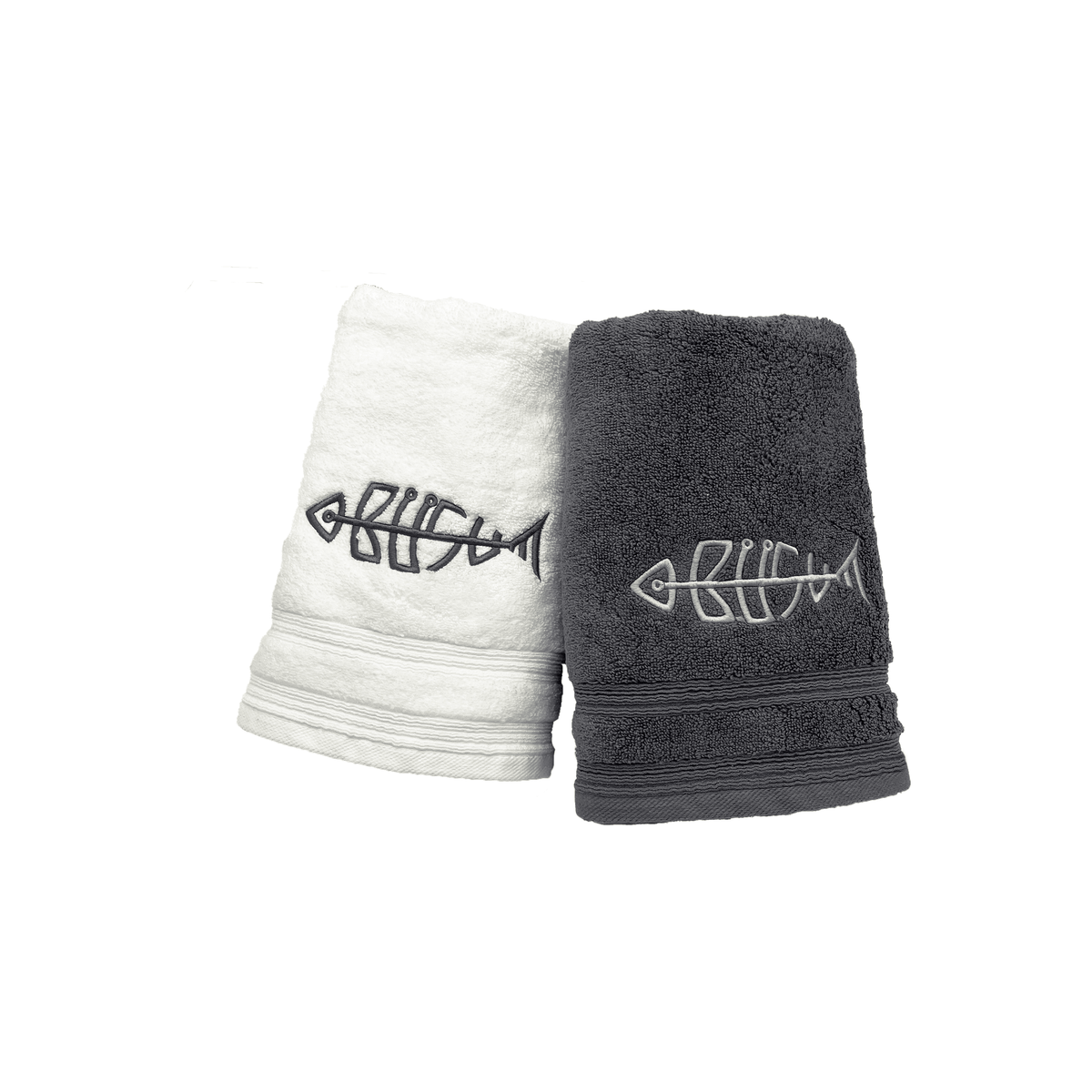 Mockup Handtuch Buesumfisch Weiss und Anthrazit