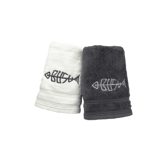 Mockup Handtuch Buesumfisch Weiss und Anthrazit