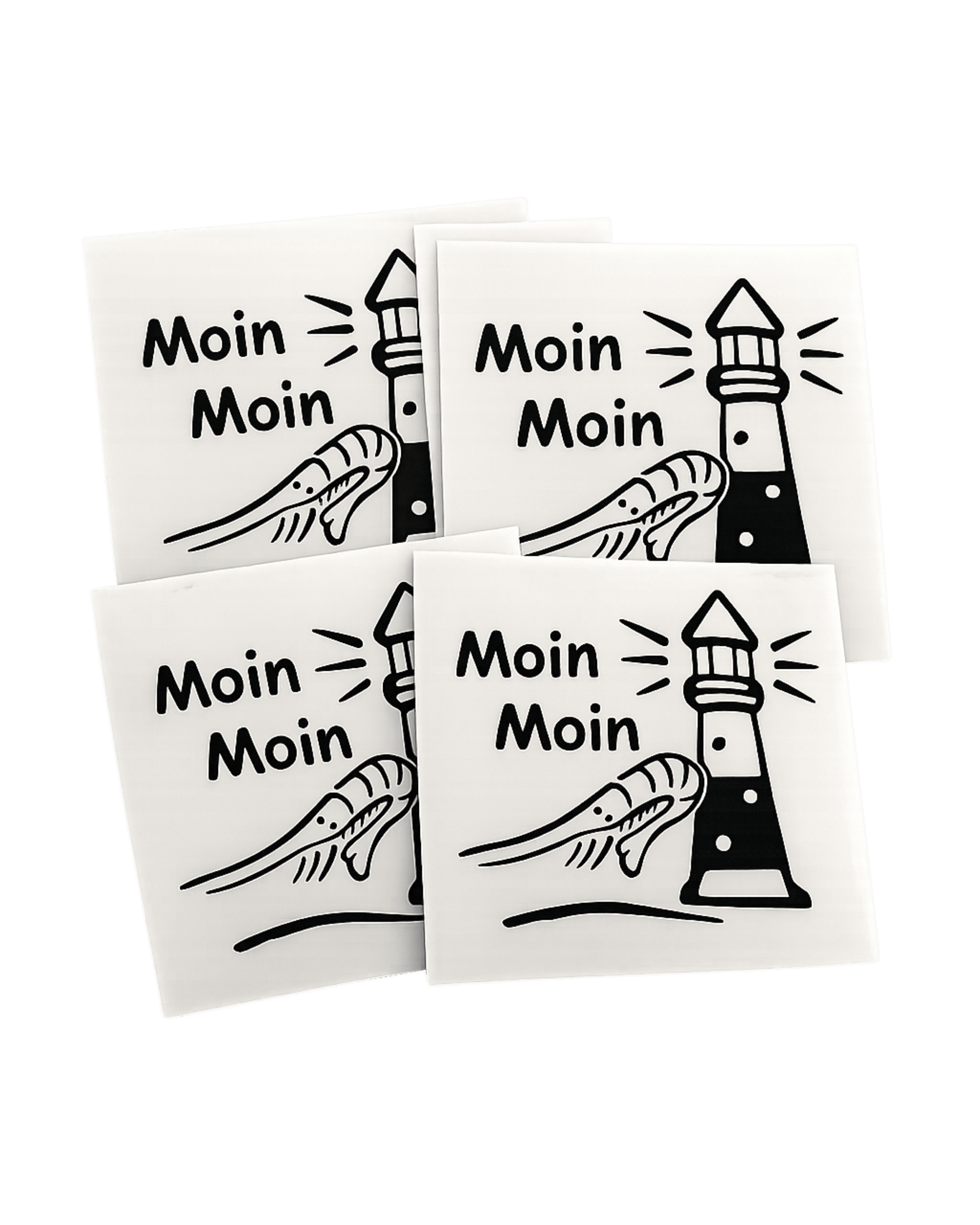 Moin Aufkleber mit Krabbe & Leuchtturm