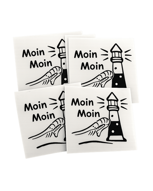 Moin Aufkleber mit Krabbe & Leuchtturm