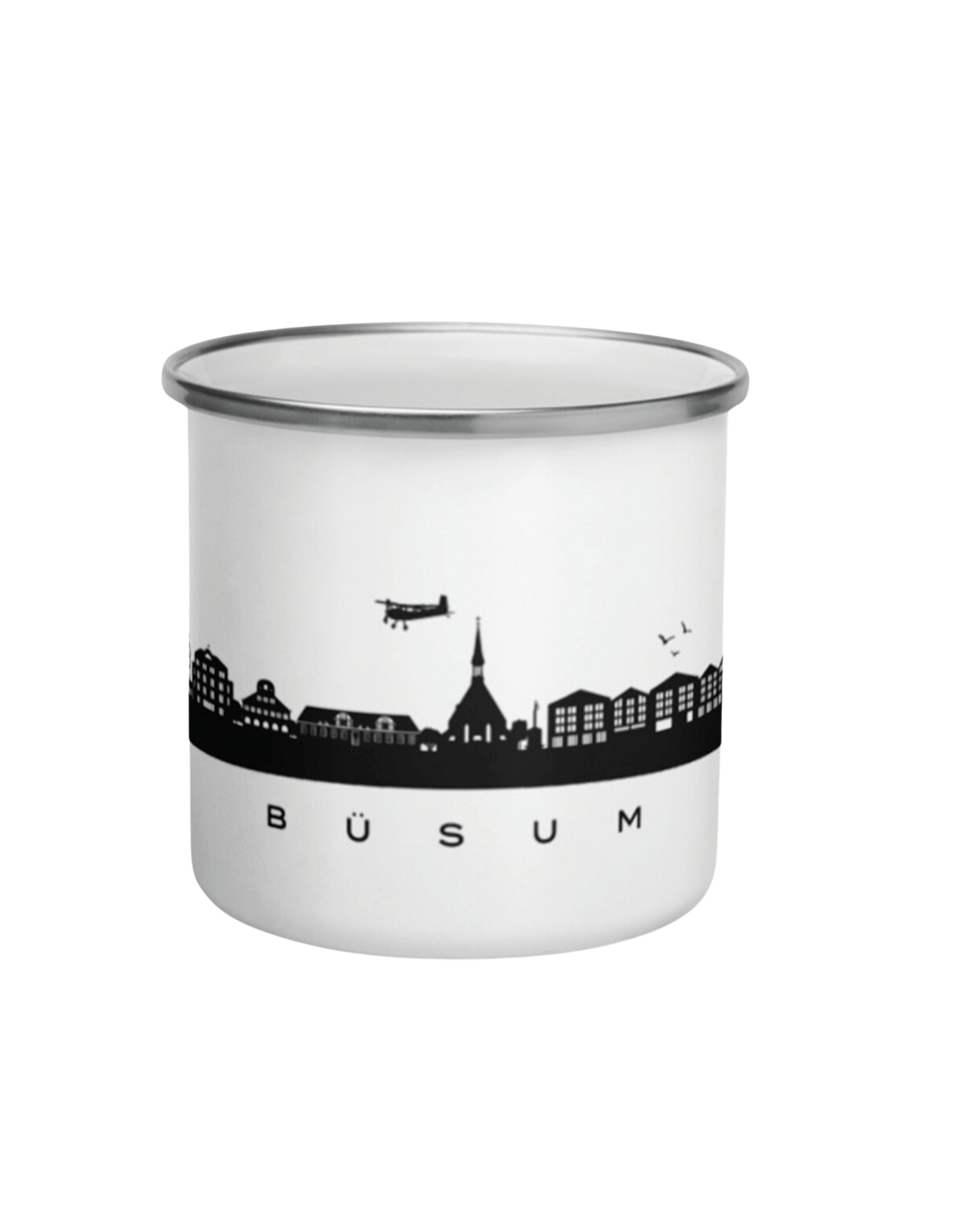 Emaille Becher "Büsum Skyline"