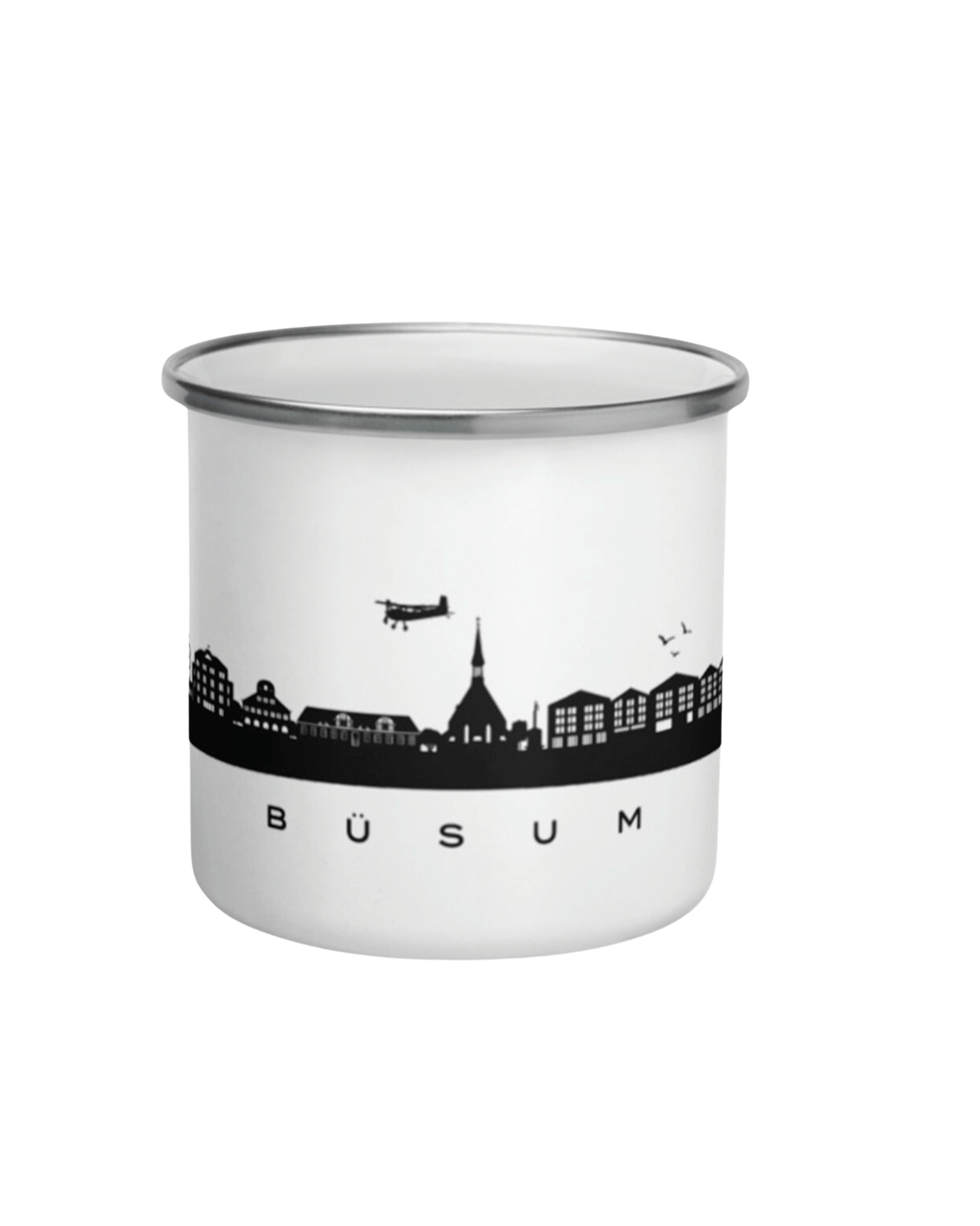 Emaille Becher "Büsum Skyline"