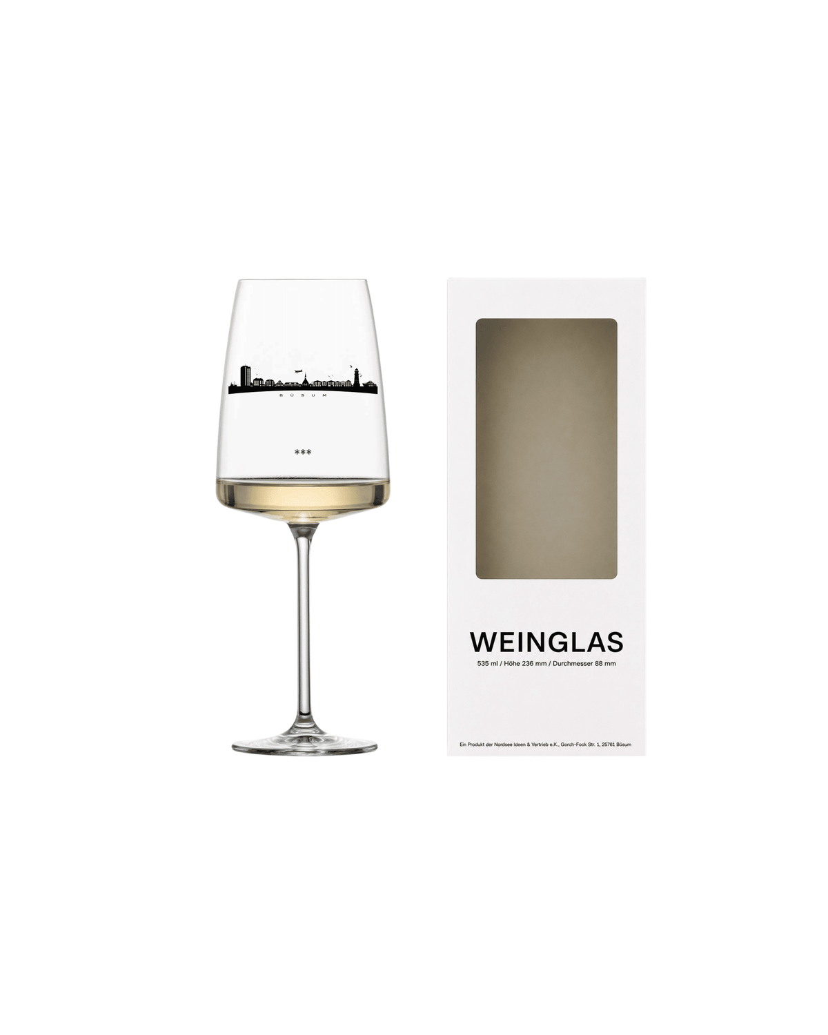 Weinglas Büsum Skyline