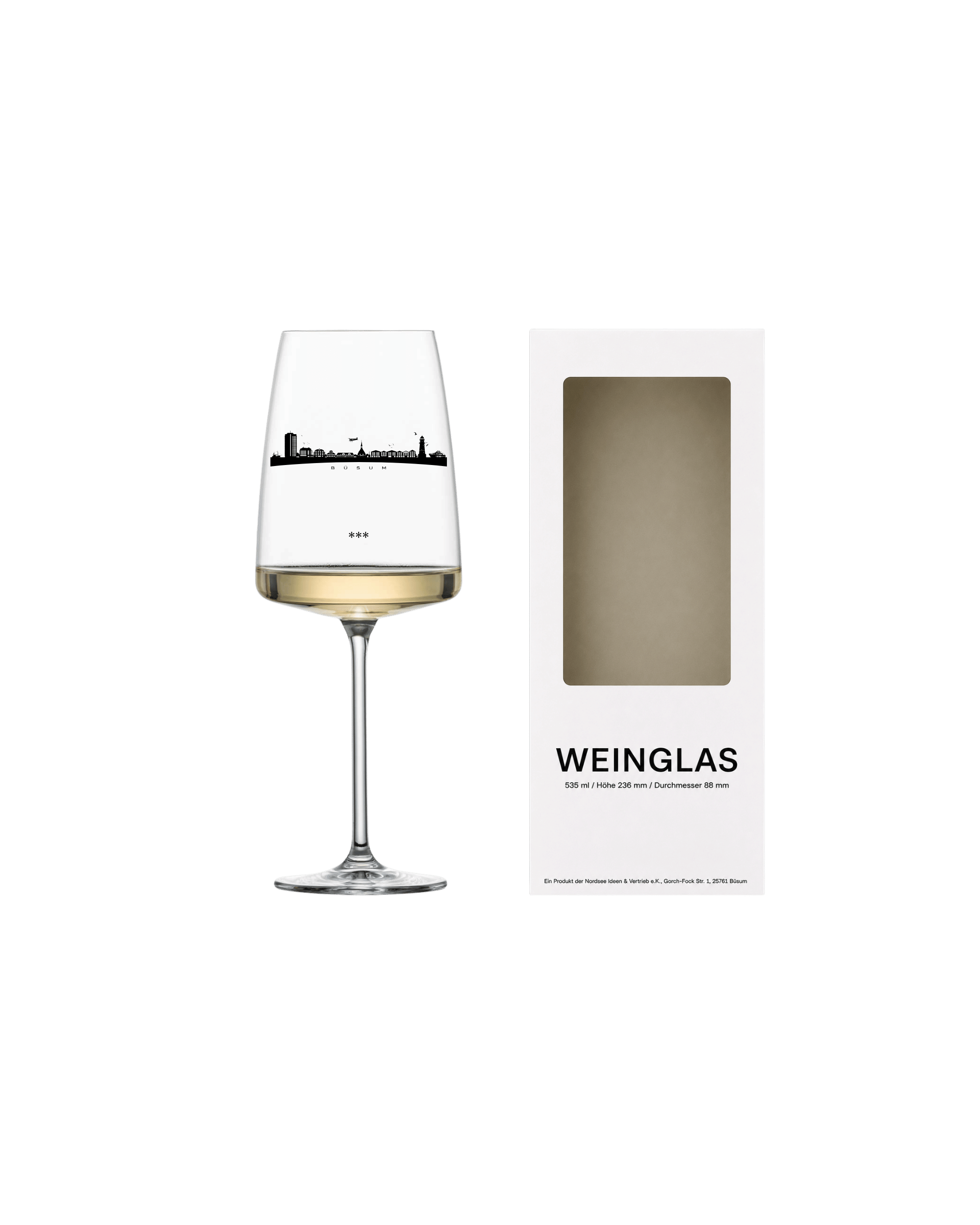 Weinglas Büsum Skyline