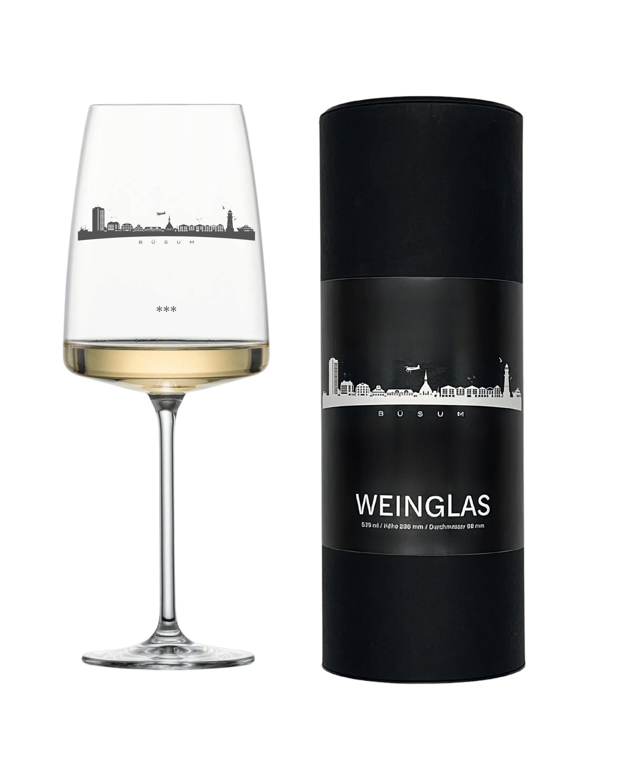 Weinglas "Büsum Skyline" mit Geschenkverpackung